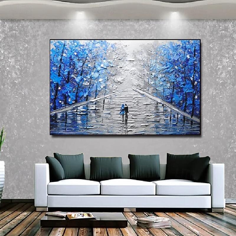 Knife Abstract art handmade Acrylic Paintings on Canvas hand painted Landscape Colorful Forest Painting Bedroom Wall DecorTextured Impasto Paintingpainting gift3