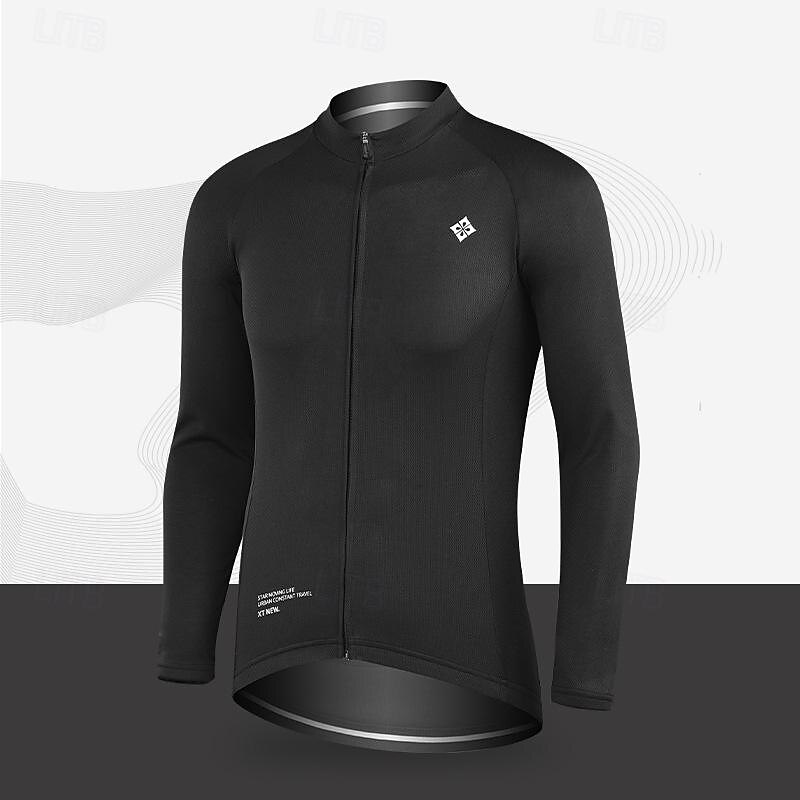 Men's Cycling Jersey Solid Color Long Sleeve Bike Tee Tshirt Jersey Top with 3 Rear Pockets Mountain Bike MTB Road Bike Cycling Quick Dry Breathable Sports Black Green Dark Blue Clothing Apparel