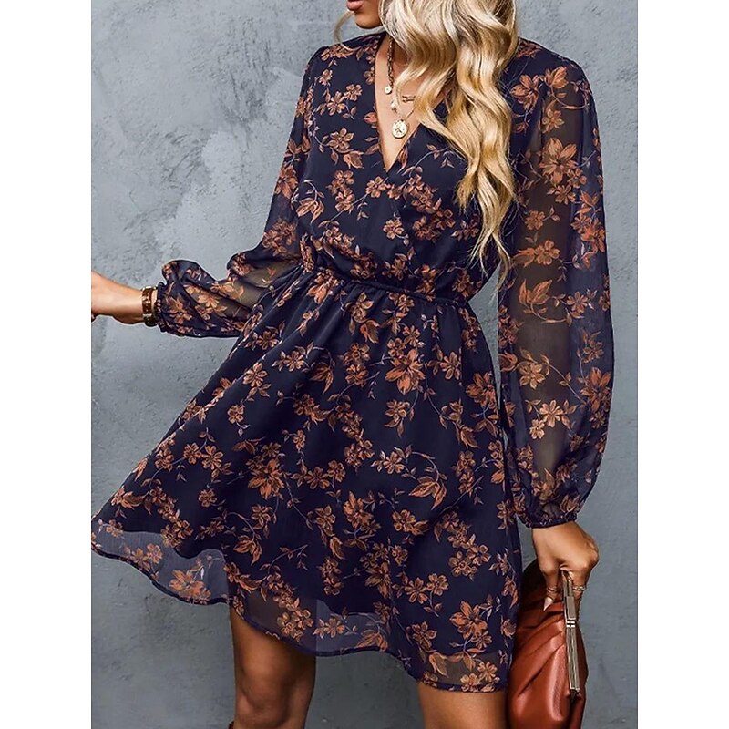 Women's Casual Dress Formal Dress Floral Print V Neck Mini Dress Stylish Casual Daily Date Long Sleeve Summer 15