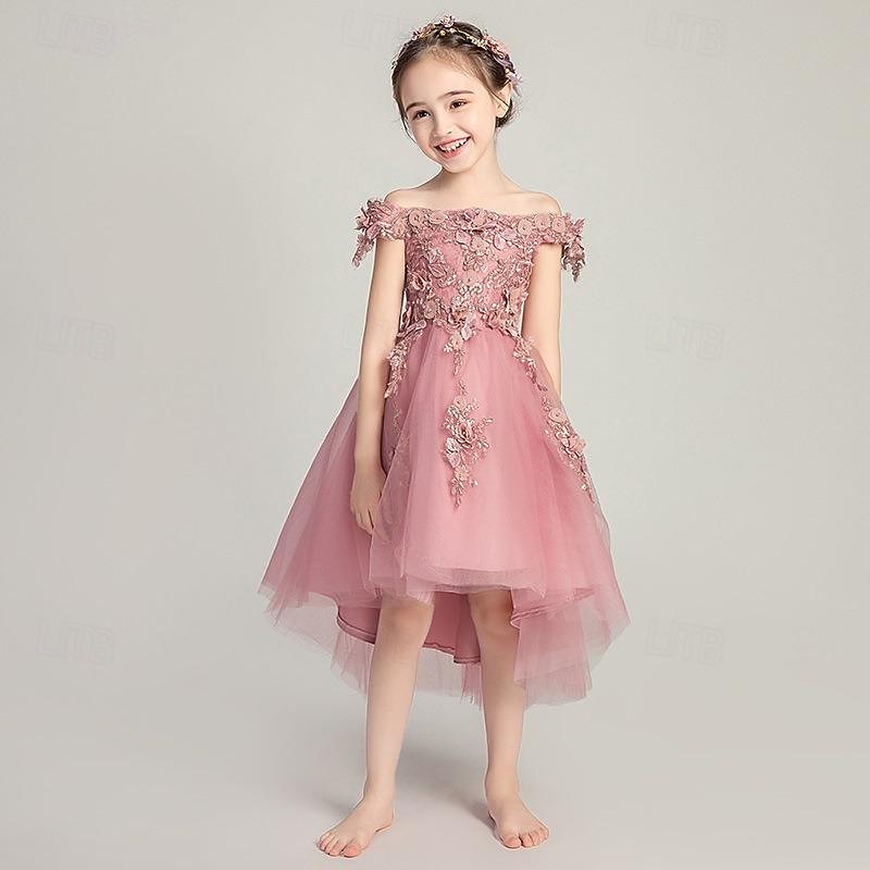 Toddler Girls' Flower Girl Dress Party Dress Sequin Sleeveless Performance Wedding Party Mesh Cute Princess Polyester Above Knee Sheath Dress Tulle Dress Summer Spring Fall 3-7 Years White Pink Red
