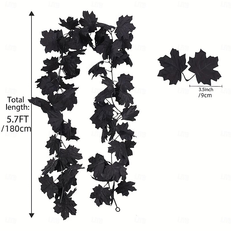 1Pack Halloween Maple Leaf Garland - 5.7 FT Halloween and Fall Decor, Artificial Hanging Vine Leaf for Autumn Home Decoration4