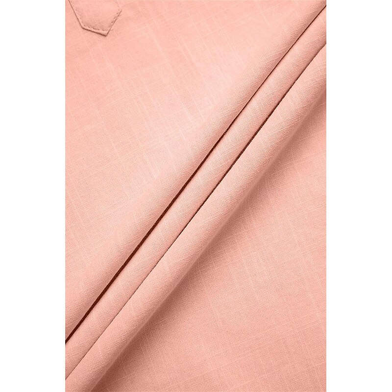 Men's Shirt Linen Shirt Popover Shirt Summer Shirt Beach Wear Band Collar Shirt Plain Vacation Curise Black White Pink Green Short Sleeve Henley Summer Clothing Apparel4