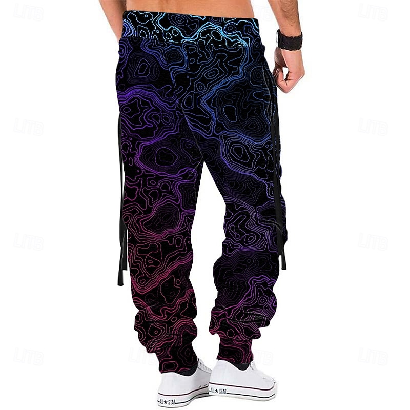 Men's Graphic Sweatpants Joggers Pants Trousers Mid Waist Drawstring Elastic Waist Casual Outdoor Street Dailywear Pocket Spring Fall Winter 3D Print Black2