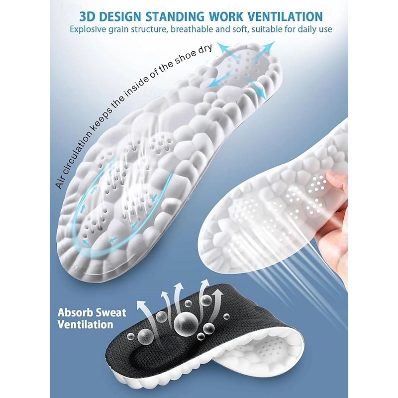 1 Pair 4D Cloud Technology Insole - Soft Relief for Foot Pain - Arch Support and Massage Points - Multiple Sizes and Colors Available4