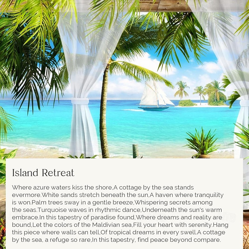 Beach Theme Hanging Tapestry Wall Art Large Tapestry Mural Decor Photograph Backdrop Blanket Curtain Home Bedroom Living Room Decoration3