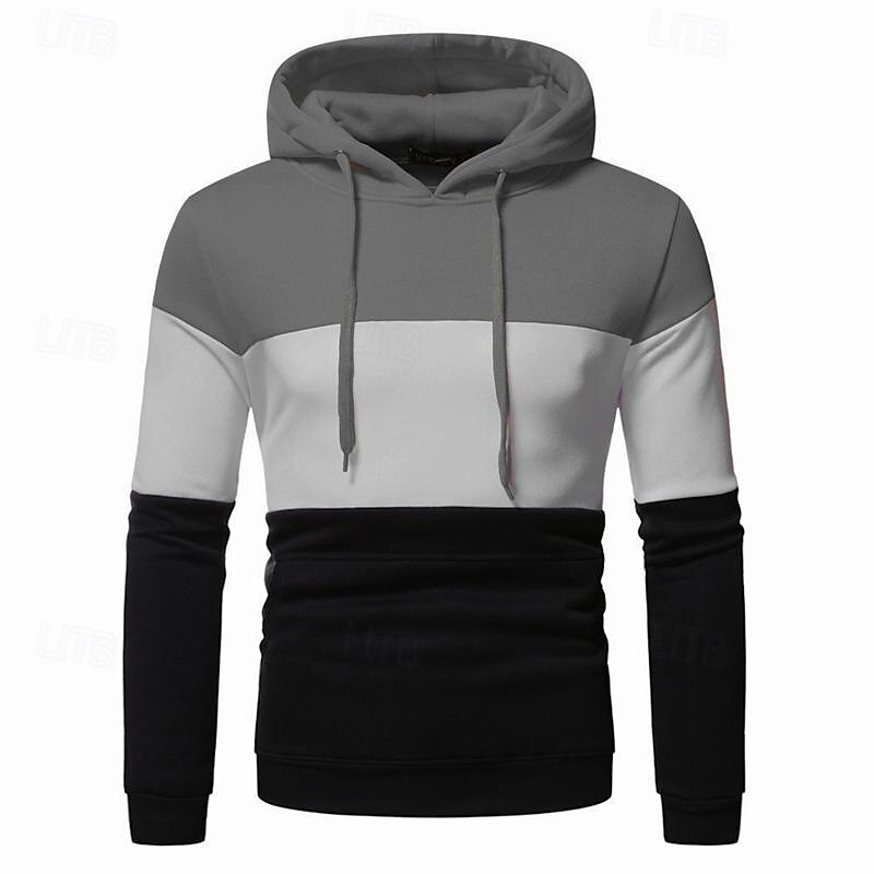 Men's Hoodie Yellow Army Green Red Gray Hooded Color Block Patchwork Sports & Outdoor Daily Holiday Streetwear Basic Casual Spring &  Fall Clothing Apparel Hoodies Sweatshirts4