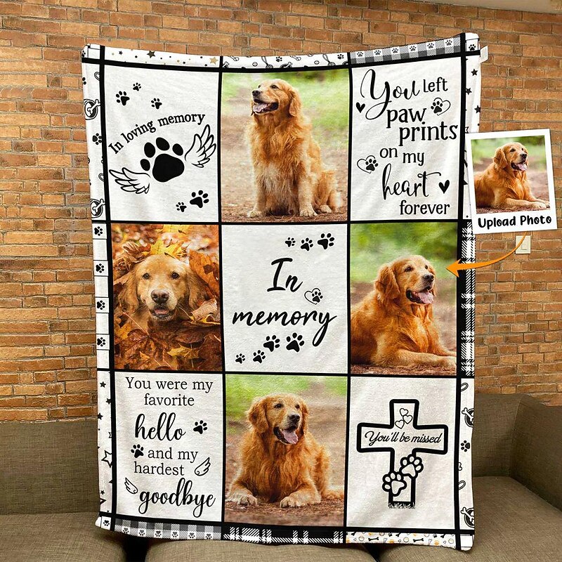 Customized Blanket Personalized Gifts You'll Be Missed Personalized Pet Photo Blanket - Customizable Soft and Cozy Memorial Keepsake - Perfect for Honoring Beloved Pets - Durable and Machine Washable