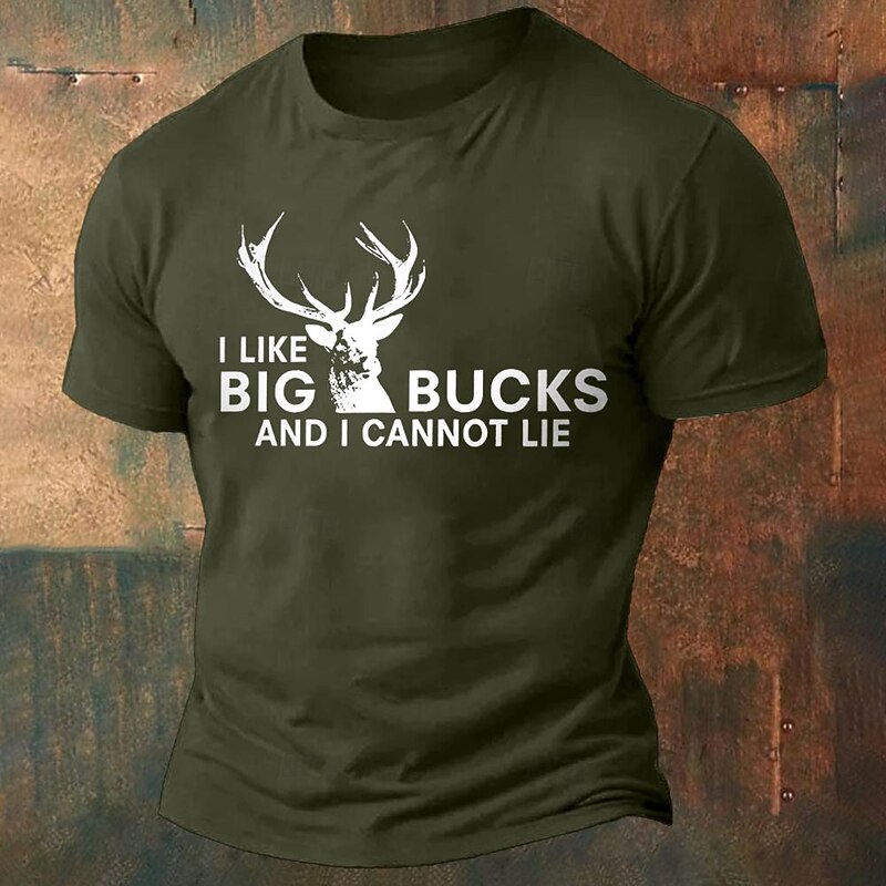 Men's Animal Letter Printed Funny Deer T Shirt Tee Top 100% Cotton Short Sleeve Graphic Shirt Black White Army Green Comfortable Tee Street Sports Outdoor Fashion Designer Clothing3