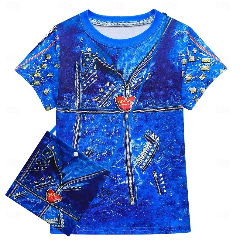 Descendants Evie Skirt Outfits Cosplay Wigs Costume Party Movie Cosplay for Girls' Kids Masquerade Causal4