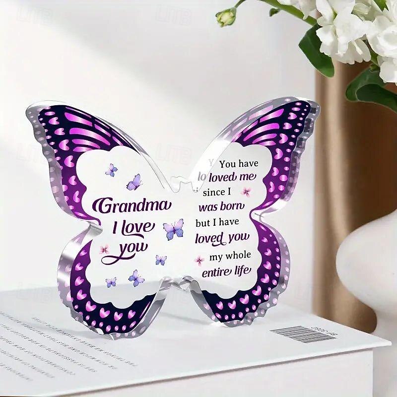 Butterfly Shaped Acrylic Decorative Plate - Perfect Gift for Grandma, Aunts, Sisters, and Mom - Ideal for Birthdays, Christmas, Mother's Day, and Thanksgiving3
