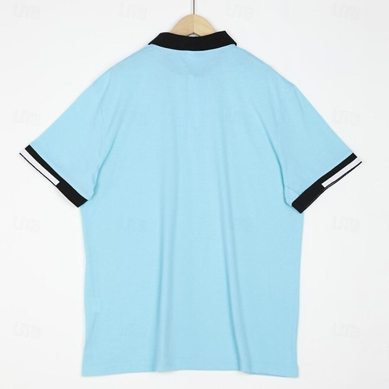 Men's Polo Shirts Sports Polo Shirts Casual Sports Ribbed Polo Collar Short Sleeve Fashion Basic Solid Color Classic Style Summer Regular Fit Light Blue Black White Light Green Red Polo Shirts3