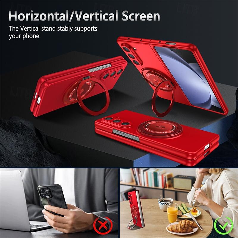 Phone Case For Samsung Galaxy Z Fold 7 Z Fold 6 Z Fold 5 Magnetic Adsorption with Stand Holder Support Wireless Charging Shockproof PC2