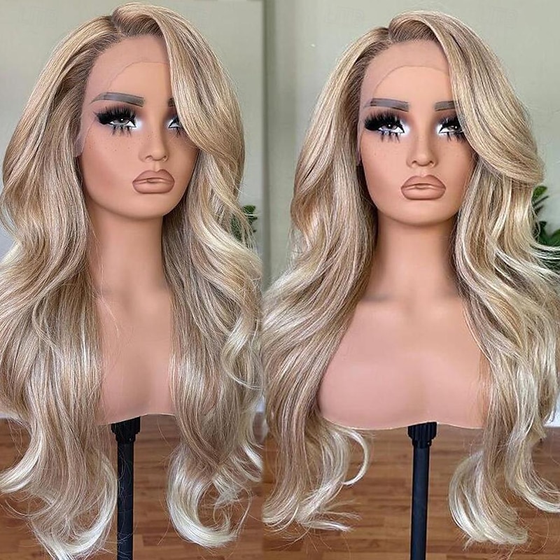 Remy Human Hair 13x4 Lace Front Wig Free Part Brazilian Hair Wavy Multi-color Wig 130% 150% Density with Baby Hair Highlighted / Balayage Hair 100% Virgin Glueless Pre-Plucked For Women Long Human