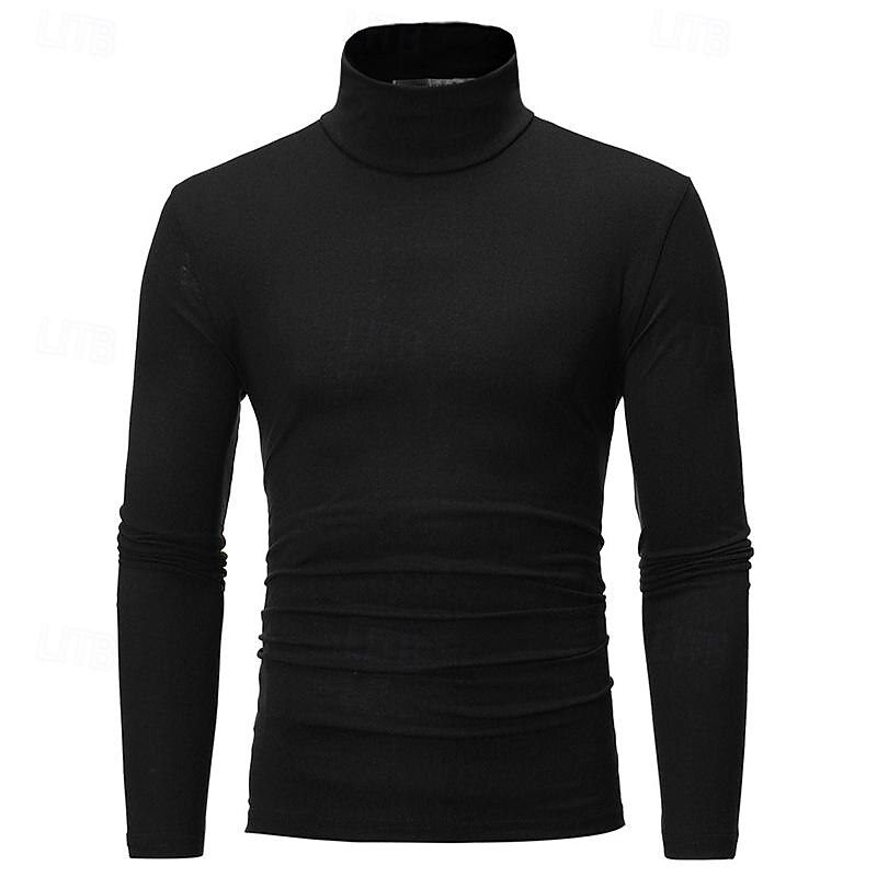Men's T Shirt Tee Top Long Sleeve Shirt Long Sleeve Turtleneck Spring &  Fall Plain Fashion Designer Basic Vacation Street Going out Black White Navy Blue Top Tee for Men3