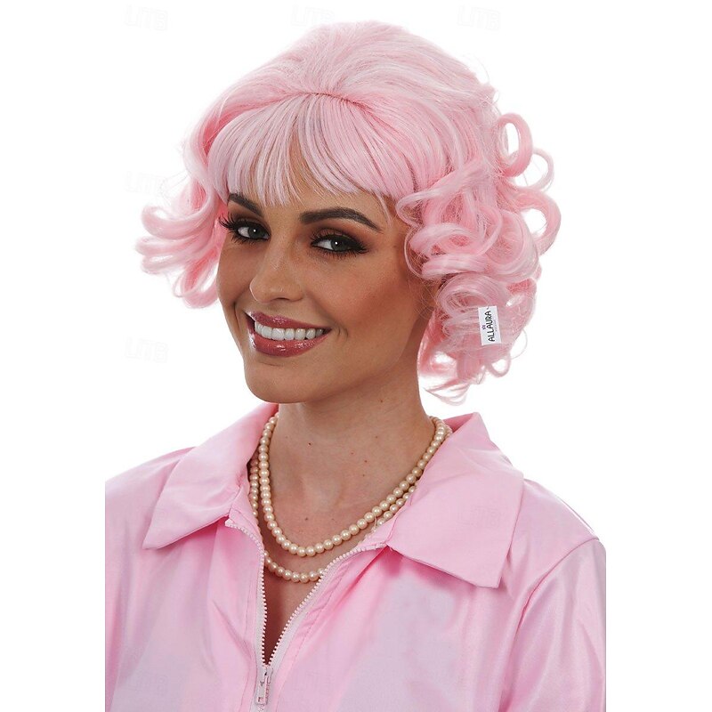 Pink Frenchie Wig 50's Character Wigs for Pink Ladies Pink Wig - Short Curly Wig Pink Wigs for Women Short Pink Wig Halloween Wigs2