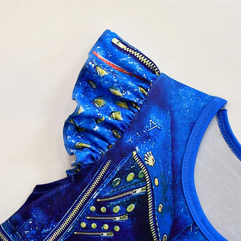 Descendants Evie Dress Gloves Outfits Costume Party Movie Cosplay Kids Masquerade Causal4