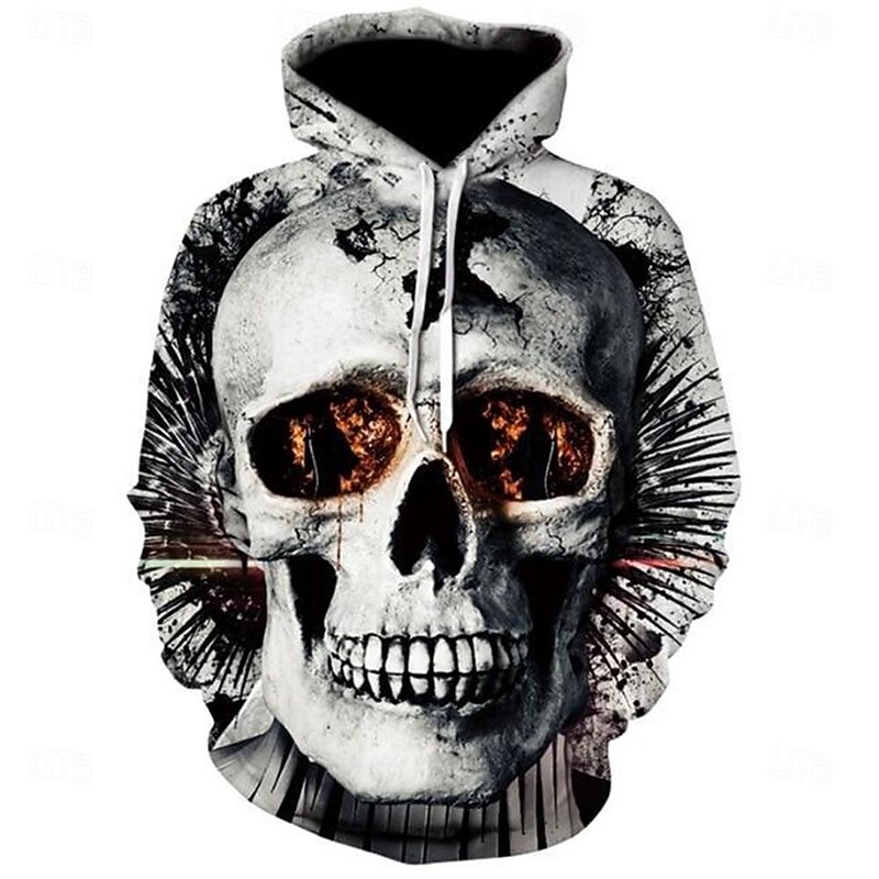 Halloween Skeleton Skull Hoodie Cartoon Manga Anime 3D Front Pocket Graphic For Couple's Men's Women's Adults' Back To School 3D Print Casual Daily4
