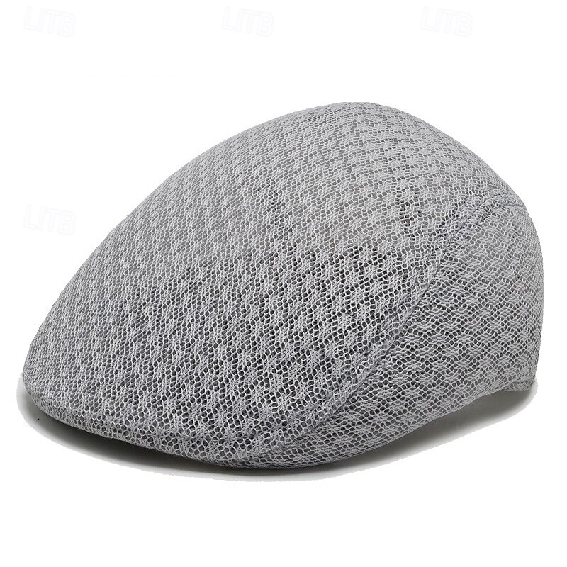 Men's Flat Cap Beret Hat Ascot Hat Newsboy Hat Black Light Grey Polyester Mesh Fashion Casual British Street Daily Plain Adjustable Breathable3
