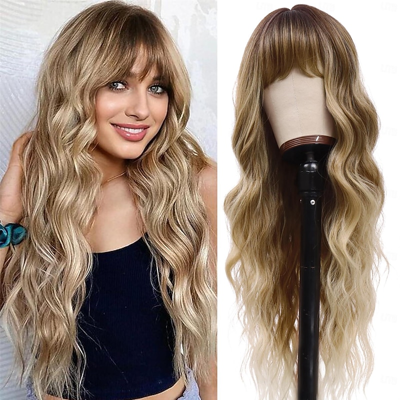 Synthetic Wig Middle Part Wig Long Red Orange Brown Ombre Blonde Blonde Synthetic Hair Women's Cosplay Soft Party Blonde Light Brown Halloween Wigs