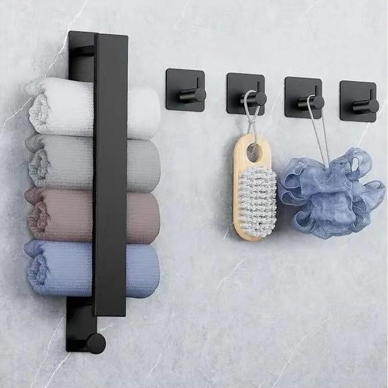 Towel Rack for Rolled Towels, Towel Rack for Bathroom,Wall Mounted Metal Bathroom Organizer, Bath Towel Holder Wall for Modern Small Space Bathroom Towel Storage