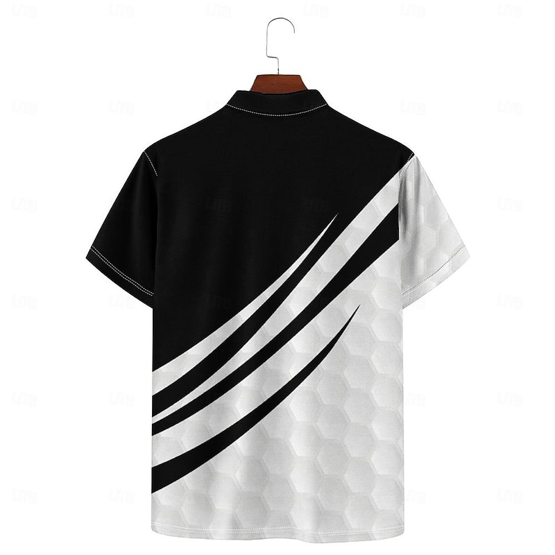 Men's Casual 3D Print Polo Set Daily Wear Short Sleeve Turndown Polo Shirts White Spring & Summer S M L Micro-elastic Lapel Polo3