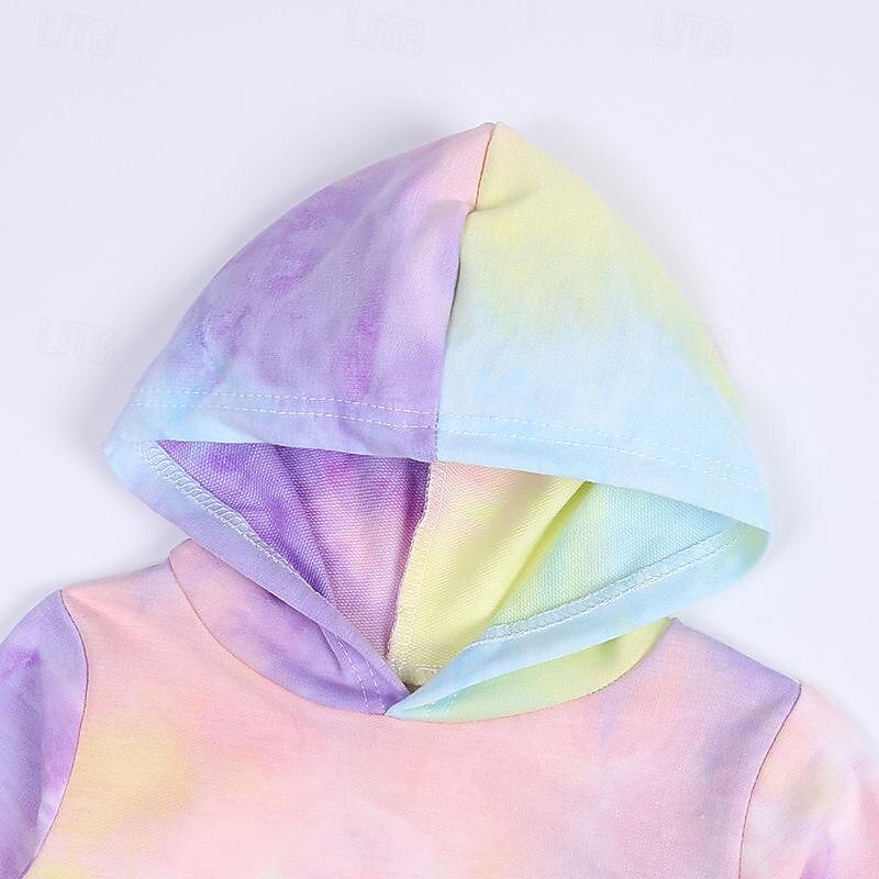 Unisex Boys Girls' 3D Tie Dye Sports Suit Hoodie Set Tracksuits Long Sleeve Spring Fall Daily Casual Comfort Kids 4-12 Years Hooded Outdoor Vacation Sports Tailored Fit4