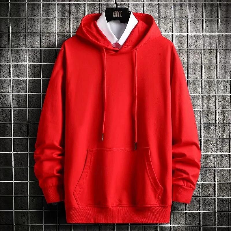 Men's Hoodie Black White Yellow Red Blue Hooded Plain Pocket Sports & Outdoor Daily Holiday Streetwear Basic Casual Spring &  Fall Clothing Apparel Hoodies Sweatshirts  Long Sleeve