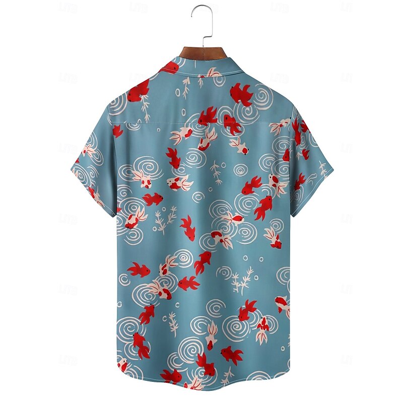 Men's Tropical Fish Summer Hawaiian Shirt Aloha Shirt Printed Shirts Short Sleeves Shirt Shirt Collar Casual Going out Weekend Beige M L XL2