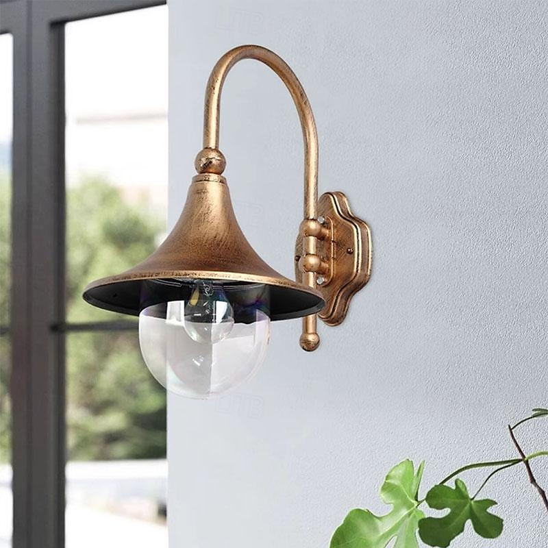 Outdoor Wall Light Vintage Wall Sconce Acrylic Lampshade External Wall Lamps E27 Porch Light Waterproof Lights for Patio Garden Balcony Carriage Villa (Brown)