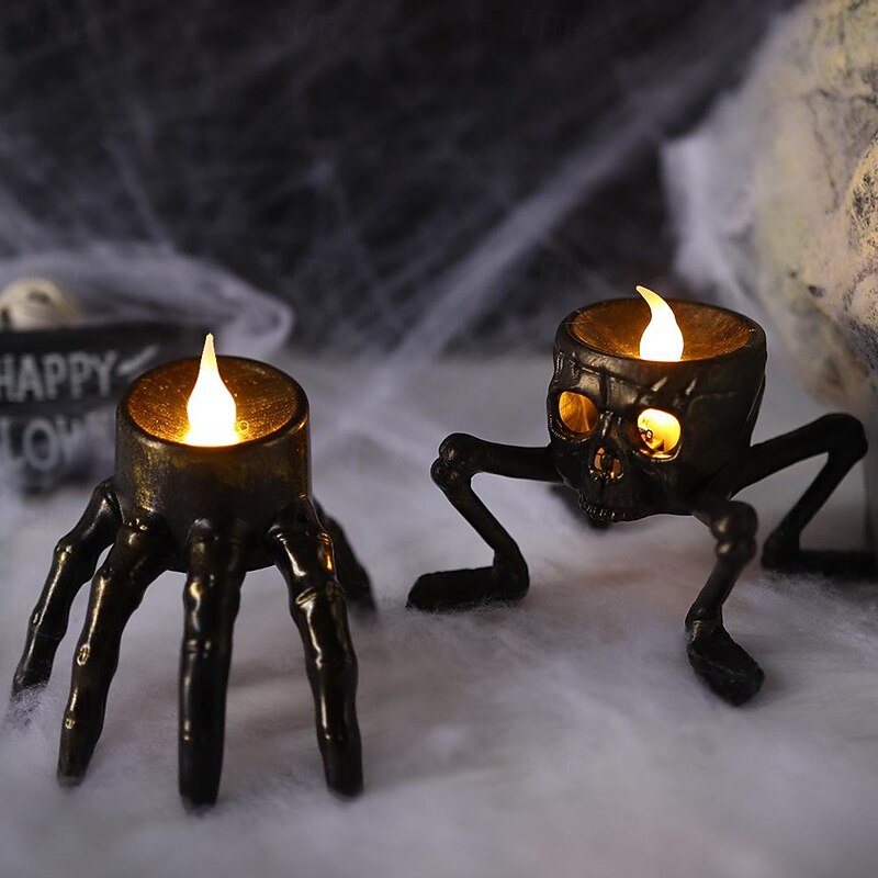Halloween Skeleton Hand Candle Light Home Decoration Props Skull Foot LED Candle Light Halloween Party Table Decorations 3/6/12pcs2