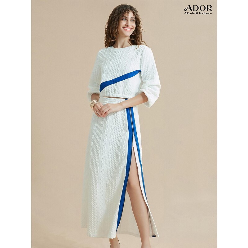 Color Block Round Neck Casual Set