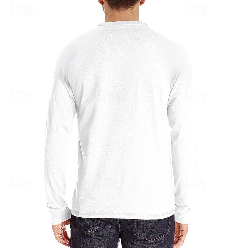 Men's T Shirt Henley Shirt Tee Top Long Sleeve Shirt Long Sleeve Plain Fashion Designer Basic Henley Vacation Street Going out Spring &  Fall Black White Navy Blue Henley T-Shirt2