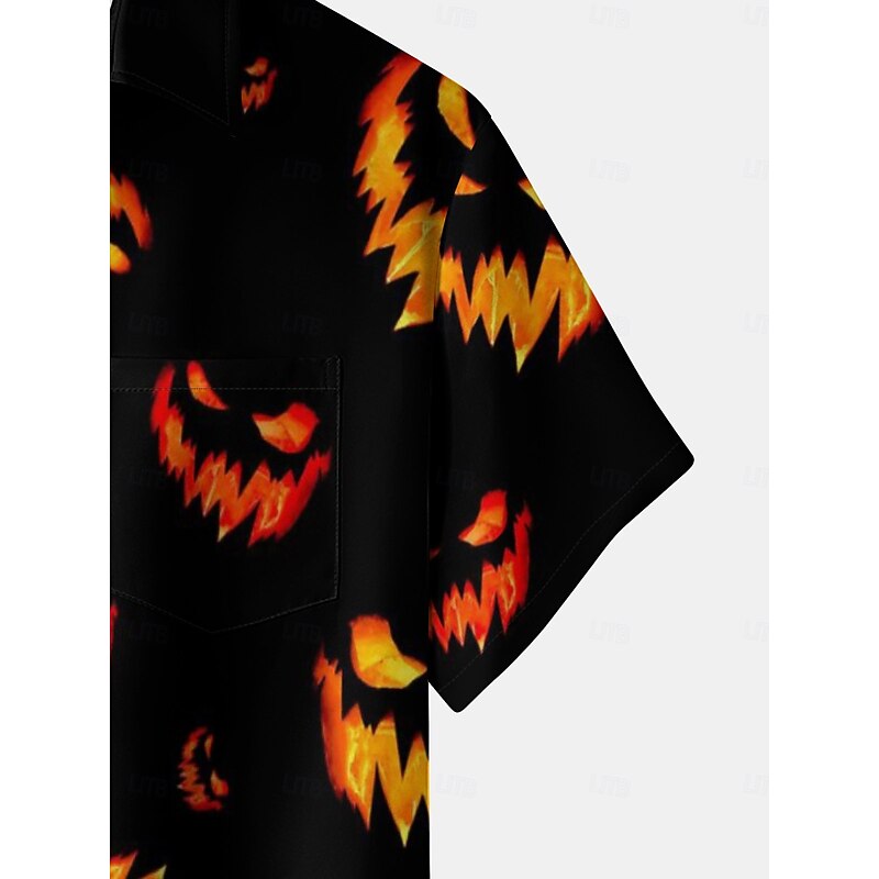 Halloween Pumpkin Men's Printed Shirts Spring & Summer Shirt Collar Short Sleeves Black M L XL Terylene Shirt Normal4