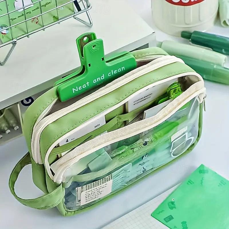 New Transparent Pen Bag Large Capacity Multi-layer Stationery Bag To Store Students Pencil Case3