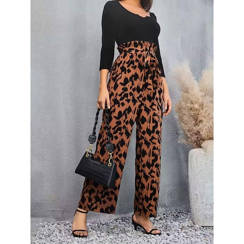 Women's Jumpsuit Fashion Long Graphic Print Breathability Comfortable Inelastic Casual Daily Coffee Spring &  Fall Regular Fit4