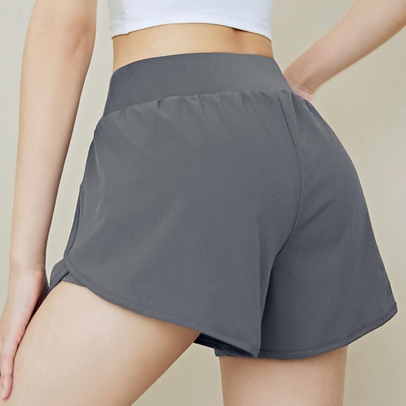 Women's Gym Shorts Yoga Shorts Workout Shorts with Phone Pocket Pilates Gym Workout Workout Shorts Solid Color Black Blue Purple Sports Activewear Stretchy Slim4