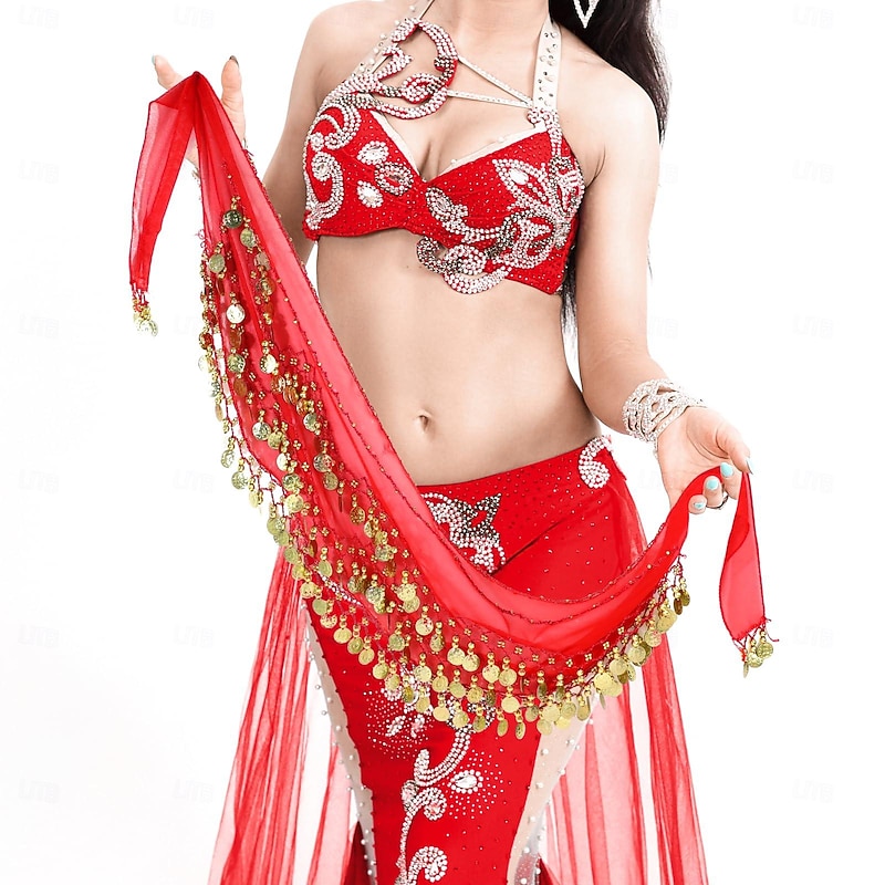 Belly Dance Adult Waist Chain Indian Dance Waist Chain Square Dance Waist Decoration Wave Chiffon Waist Chain2