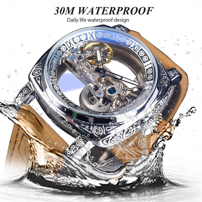 FORSINING Men Mechanical Watch Fashion Casual Wristwatch Automatic Self-winding Moon phase Luminous Waterproof Steel Watch3