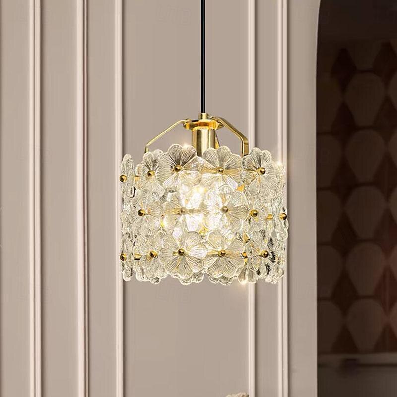 Pendant Light  French Style Romantic Flower Lamp Body Crystal/Glass Lampshade Hanging Light 80in Adjustable Pendant Wire Lighting Fixtures High Ceiling for Bedroom Living Room Pendant Lamp4