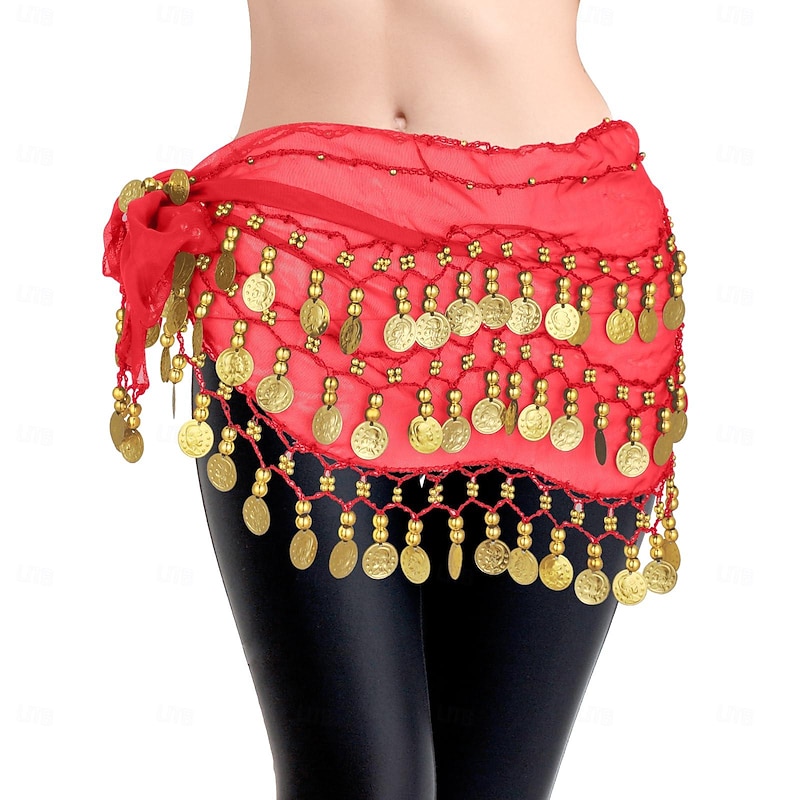 Belly Dance Adult Waist Chain Indian Dance Waist Chain Square Dance Waist Decoration Wave Chiffon Waist Chain