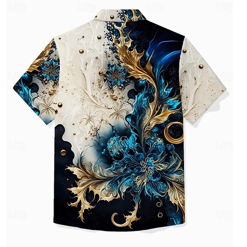 Men's Pattern Beach Shirt Button Up Shirt Short Sleeve Hawaiian Casual Vacation Daily Summer Spring Turndown Collared Shirts Button Up 3D Print Light Blue Black Blue Purple Orange2