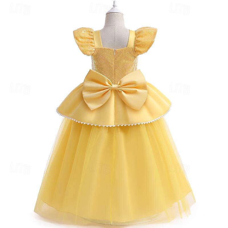 Beauty and the Beast Princess Fairytale Belle Dress Costume Flower Girl Dress Cosplay Movie Cosplay for Girls' Kids Carnival Performance Party3