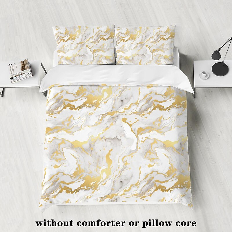 Abstract Marble Textured Duvet Cover Set - Includes Duvet Cover and Pillowcases - Elegant and Modern Design - Soft and Comfortable Fabric - Perfect for Adding a Touch of Luxury to Your Bedroom Decor - Easy to Clean and Maintain2