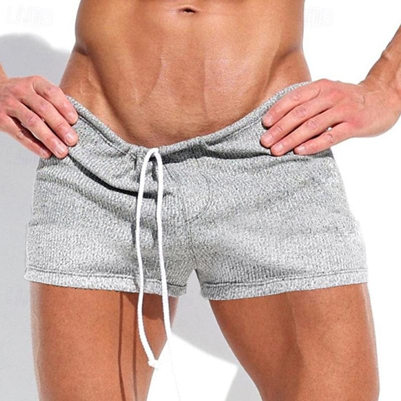 Men's Sweat Shorts Shorts Bermuda shorts Drawstring Elastic Waist Plain Comfort Sports Short Yoga Daily Gym Fashion Athleisure White Light Grey Micro-elastic