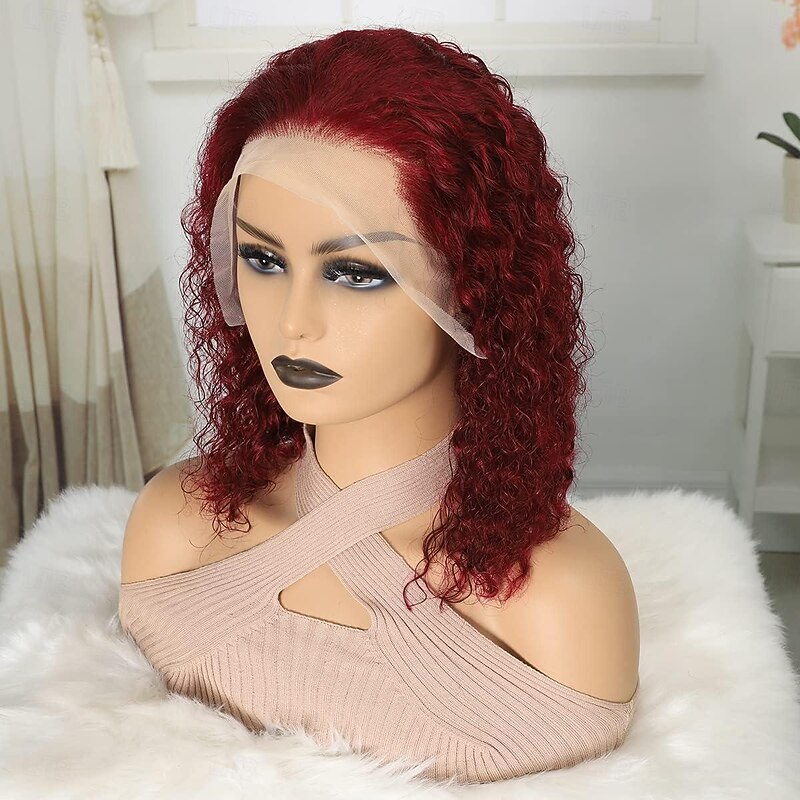 Highlight Short Bob Wig Human Hair Brazilian Curly Wig Hair P4/27 Ombre Brown Honey Blonde 13x4 HD Transparent Lace Front Wig Human Hair Curly Bob Wig Pre Plucked With Baby Hair4