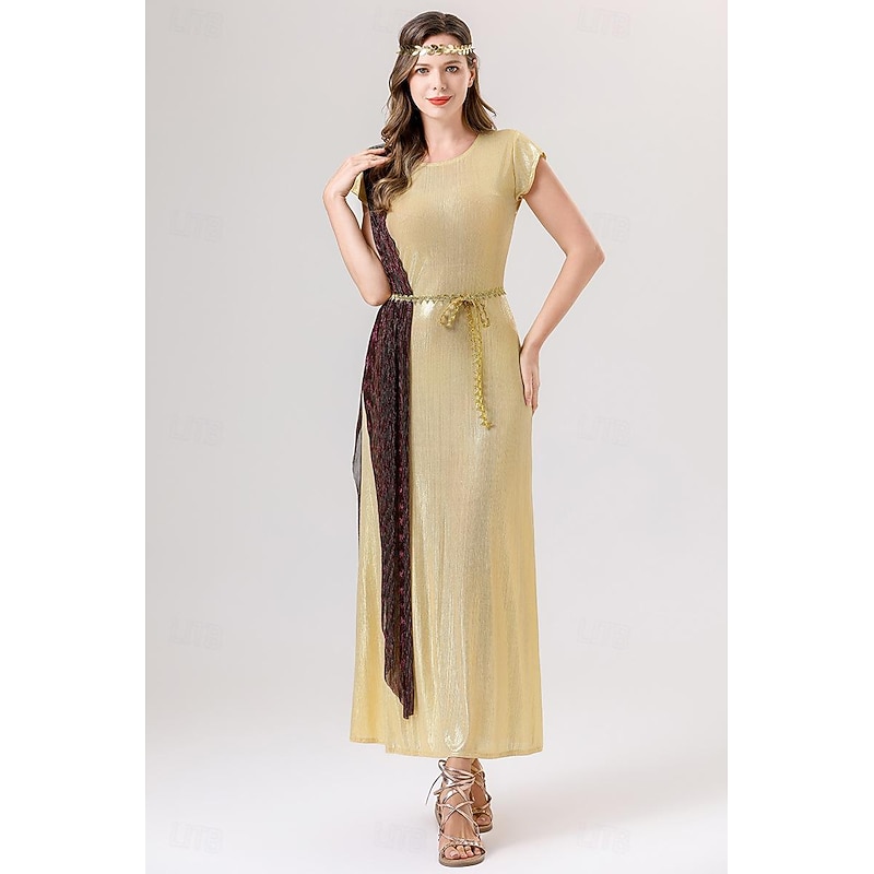 Greek Goddess Halloween Cosplay Costume Robe Carnival Costume Vintage Inspired Adults' Women's Carnival Masquerade Party Masquerade Easy Halloween Costumes Dress Up2