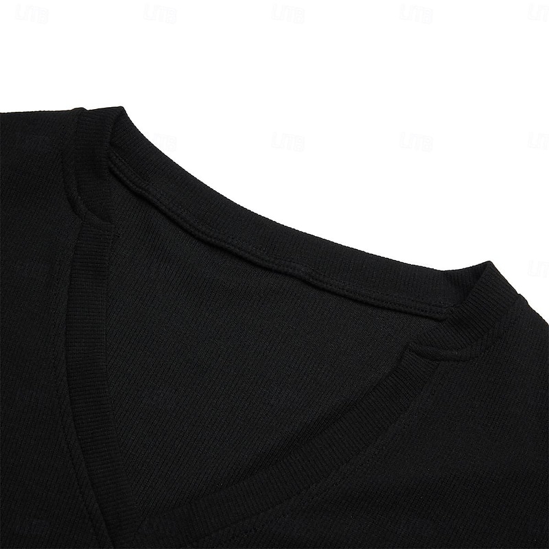 Men's T Shirt Rib Knit Top Muscle Shirt Ribbed Knit tee Short Sleeves V Neck Summer Plain Designer Basic Modern Contemporary Vacation Street Going out Black White Grey Top Tee for Men4