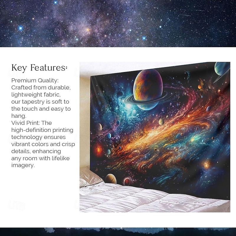 Universe Planet Landscape Hanging Tapestry Wall Art Large Tapestry Mural Decor Photograph Backdrop Blanket Curtain Home Bedroom Living Room Decoration4