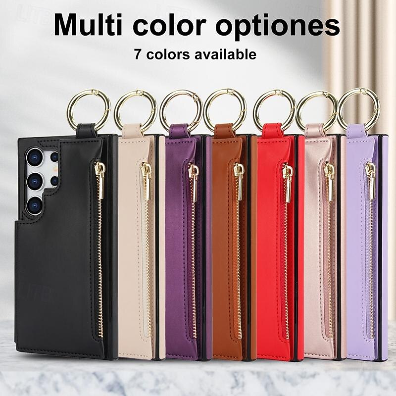 Phone Case For Samsung Galaxy S25 S24 S23 S22 S21 Ultra Plus A55 5G A35 5G A25 A15 A14 Back Cover with Stand Holder Zipper Card Slot Retro PC PU Leather