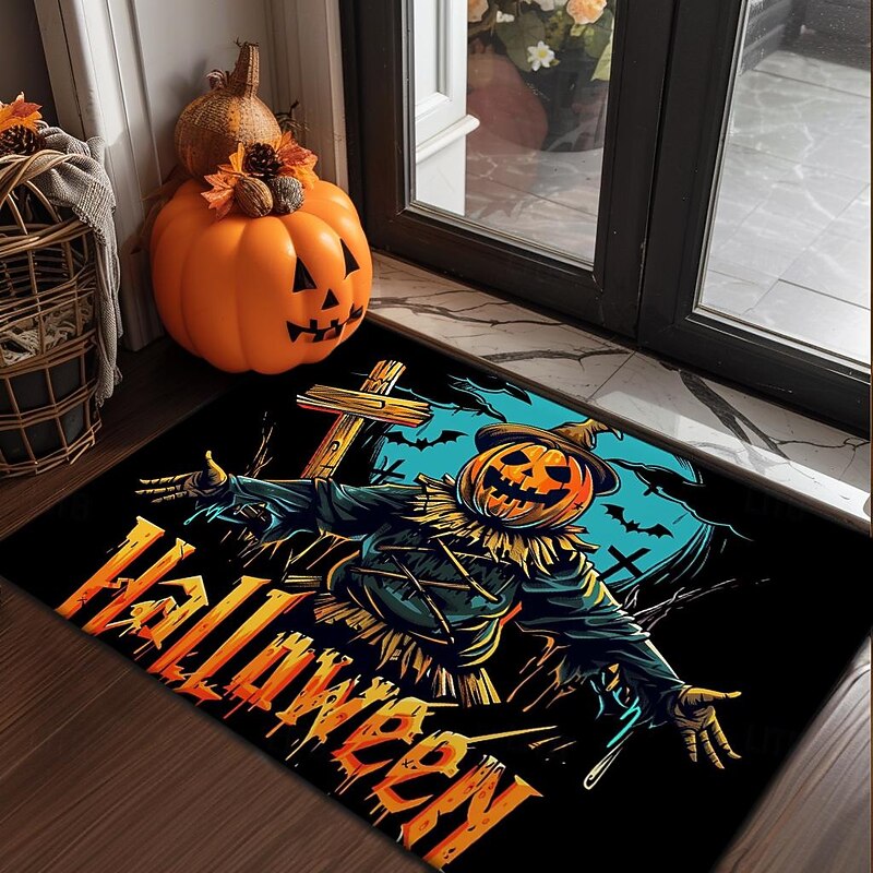 Halloween Decorations Pumpkin Scarecrow Doormat Kitchen Mat Floor Mat Non-Slip Area Rug Oil Proof Rug Indoor Outdoor Mat Bedroom Decor Bathroom Mat Entrance Rug3